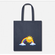 Rainbow Sun Colorful Clouds Navy Tote Bag